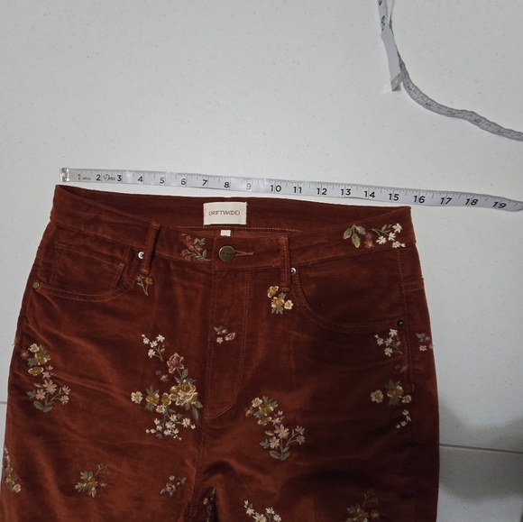 Free People Driftwood Stella Pants Embroidered Floral Velour Straight Leg 29X30 - Picture 5 of 13